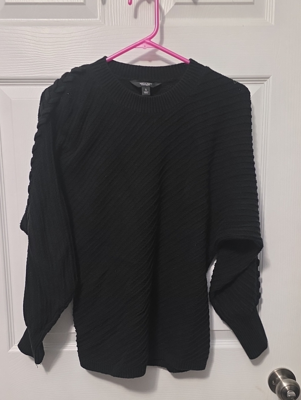 Simply Vera Vera Wang Black Ribbed Crewneck Sweater